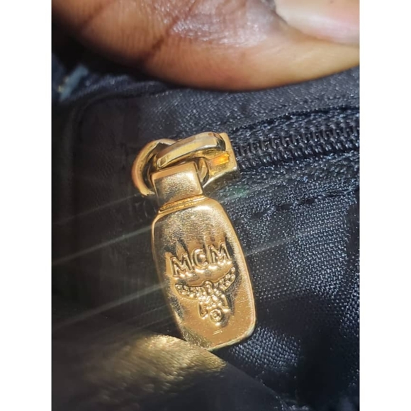 Authentic MCM Black Quilted Leather Stark Gold Embellished Backpack - Picture 8 of 9